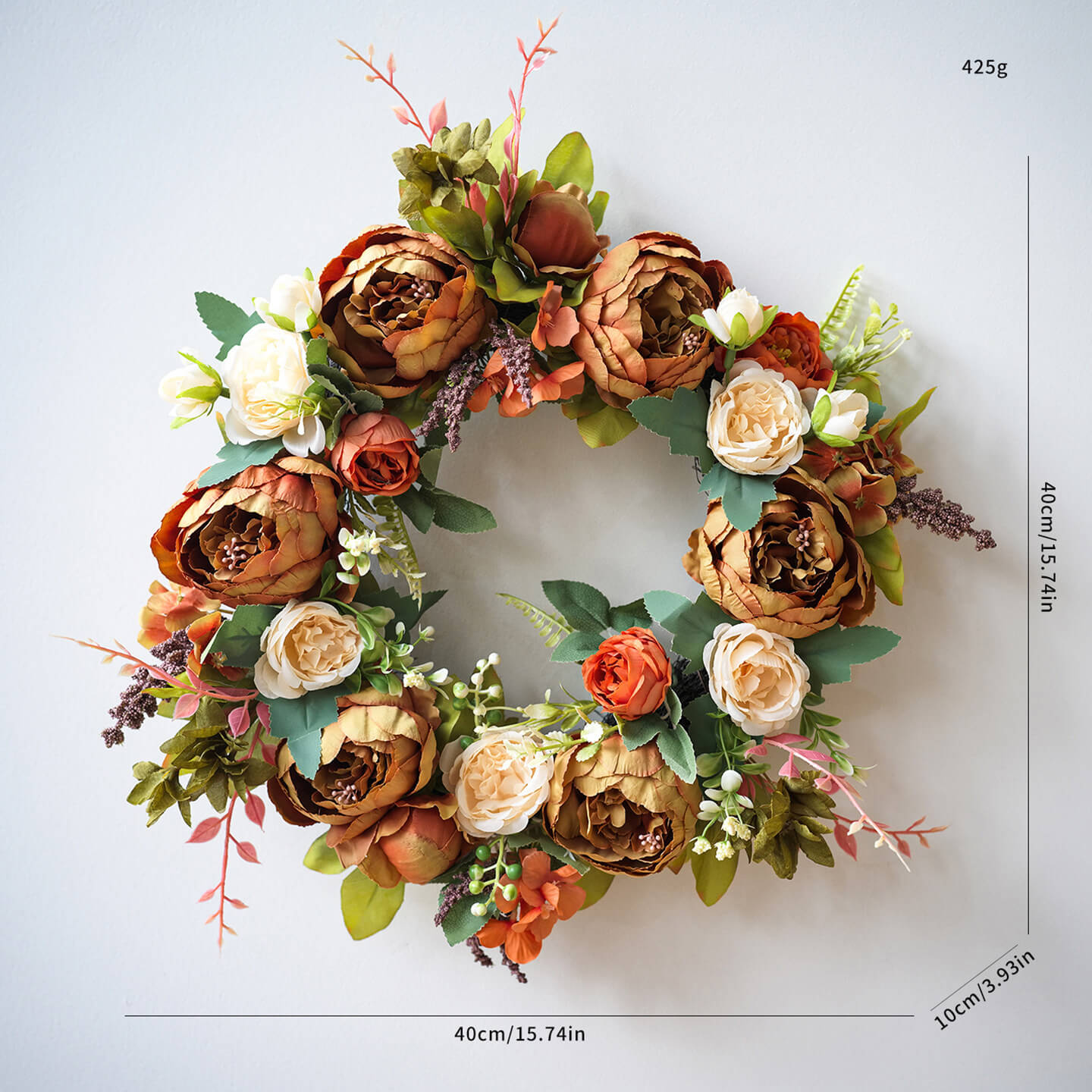 Blooming Peony Fake Flower Wreath