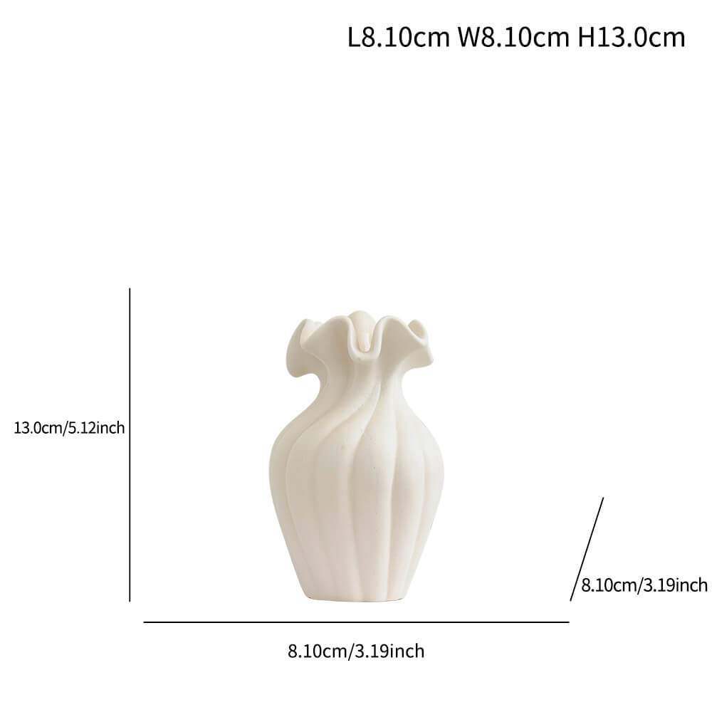 Scalloped Petal-Rim Ceramic Vase