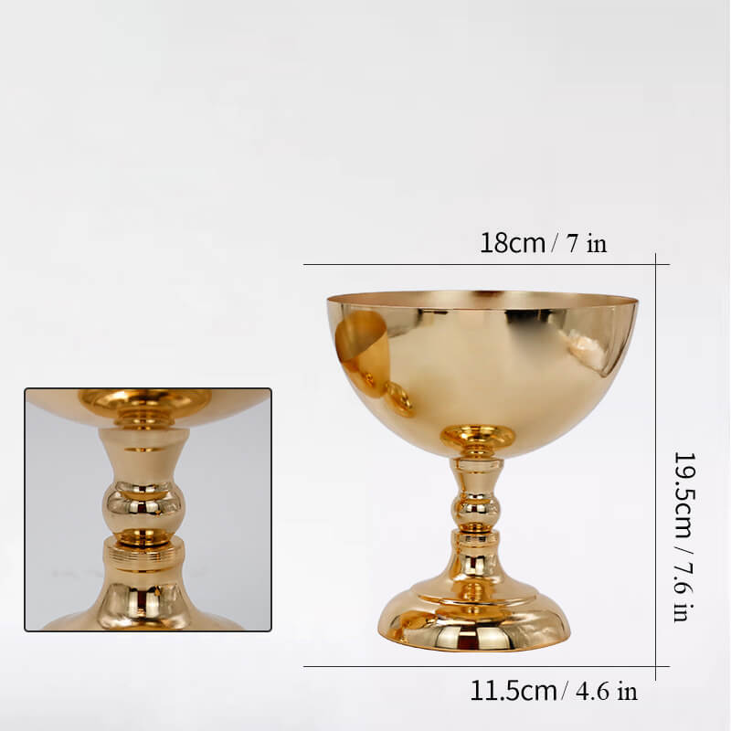 7 Inch Wide Gold Footed Centerpiece Compote Metal Bowl