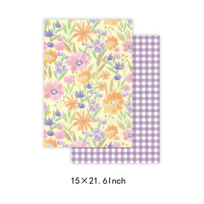 Pastoral Flower Wrapping Paper, 15 × 21.6 Inch, 10 Sheets