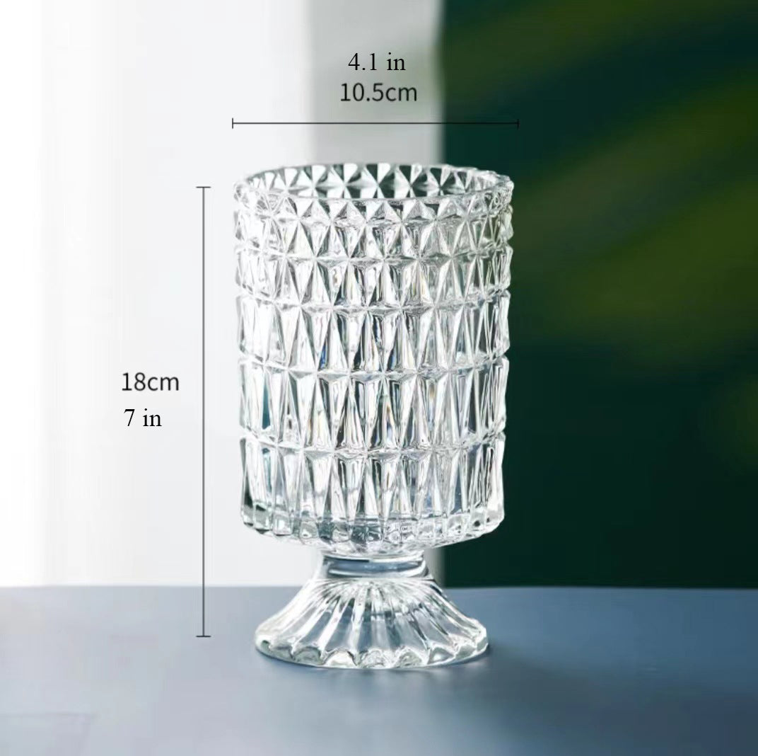 7 Inch Textured Glass Chalice Vase