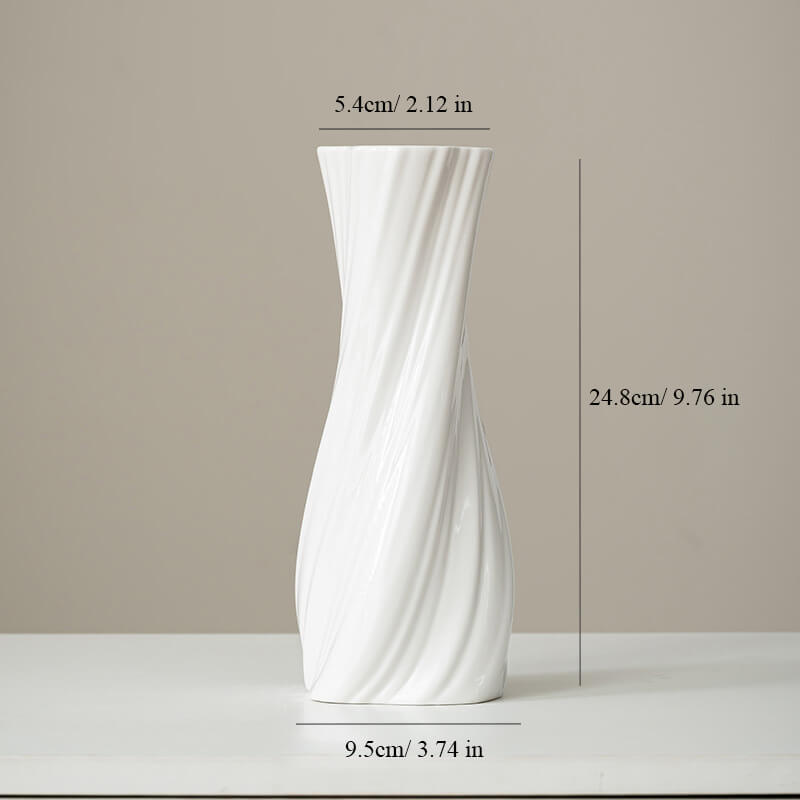 Matte White Ceramic Spiral Vase