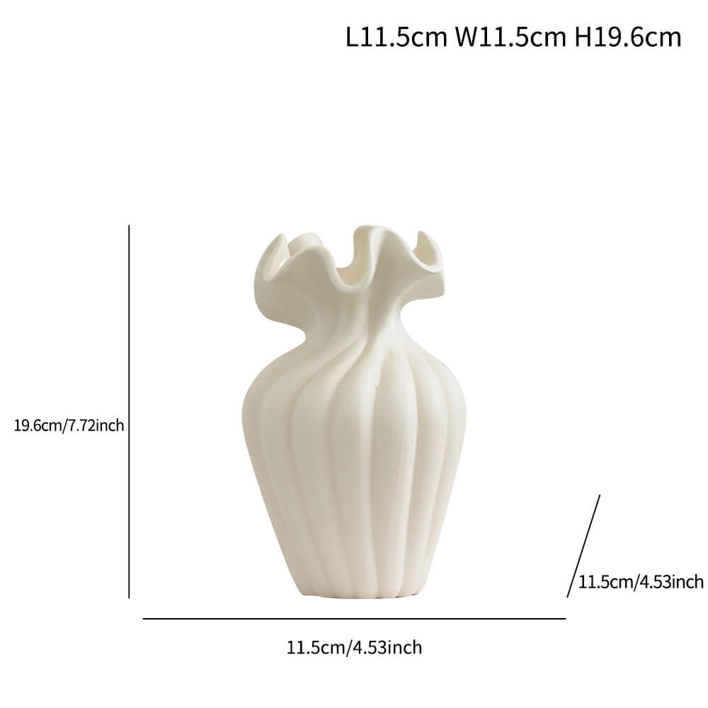 Scalloped Petal-Rim Ceramic Vase