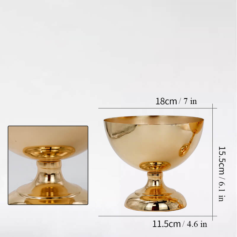 7 Inch Wide Gold Footed Centerpiece Compote Metal Bowl