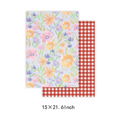 Pastoral Flower Wrapping Paper, 15 × 21.6 Inch, 10 Sheets
