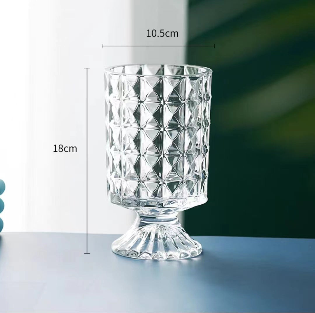 7 Inch Textured Glass Chalice Vase