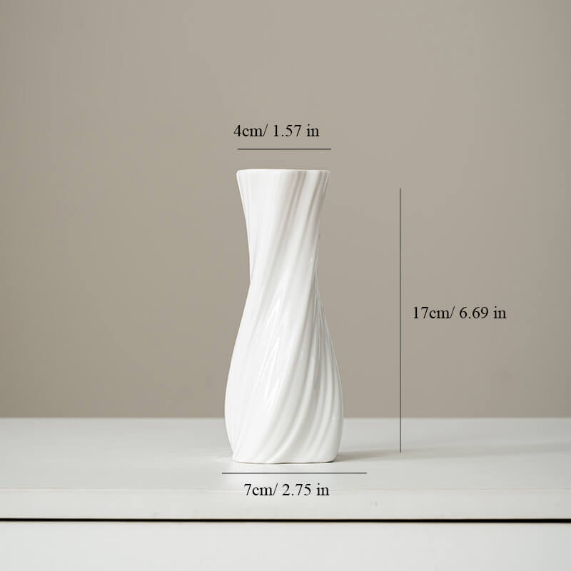 Matte White Ceramic Spiral Vase