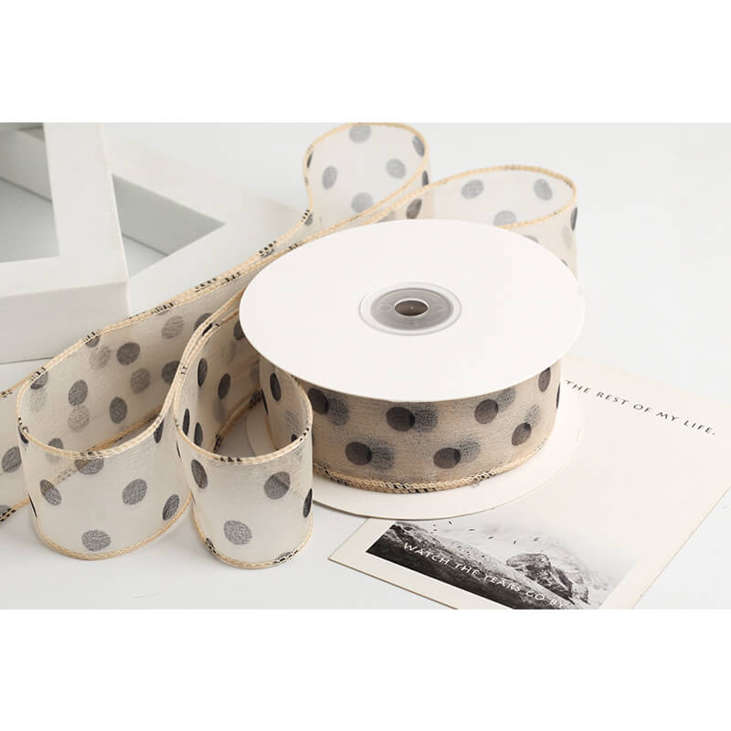 Wide Polka Dot Ribbon, 4 cm × 9 Yards