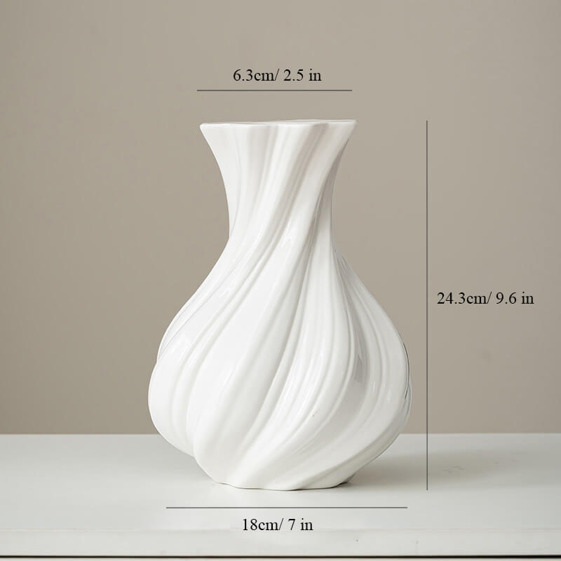 Matte White Ceramic Spiral Vase