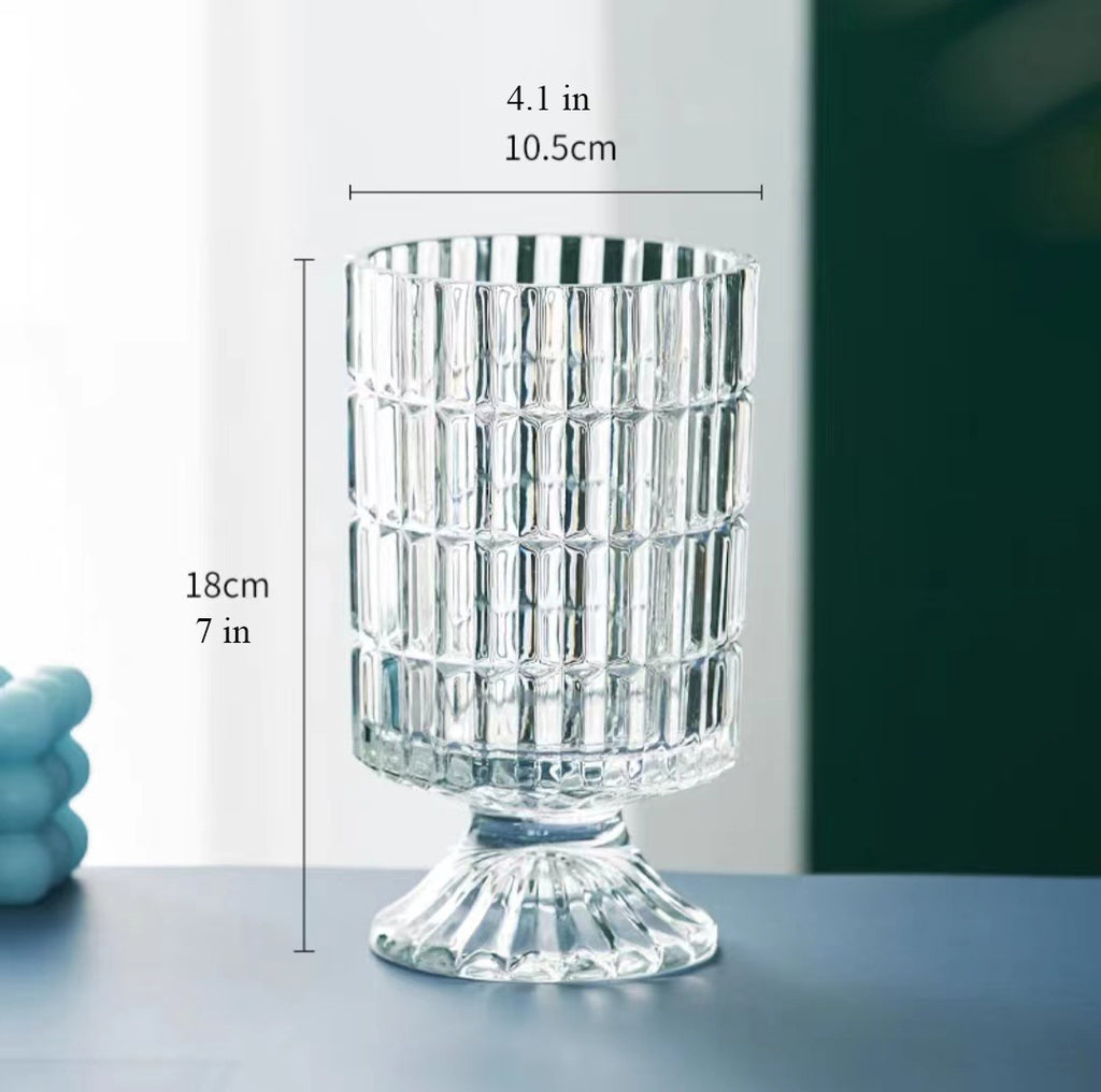 7 Inch Textured Glass Chalice Vase