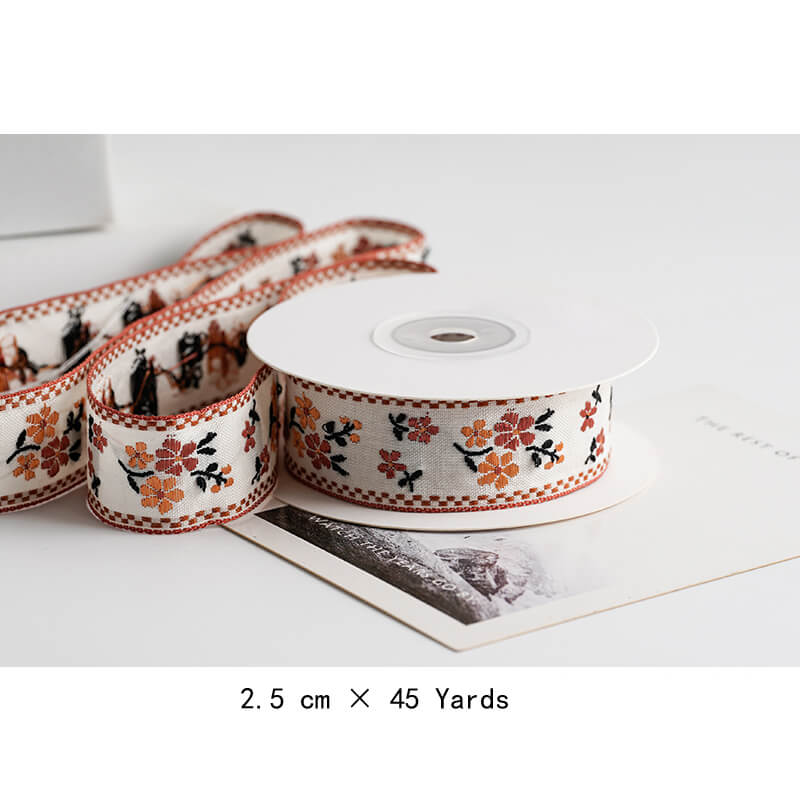 Embroidered Pastoral Bow Ribbon