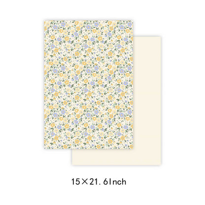 Pastoral Flower Wrapping Paper, 15 × 21.6 Inch, 10 Sheets