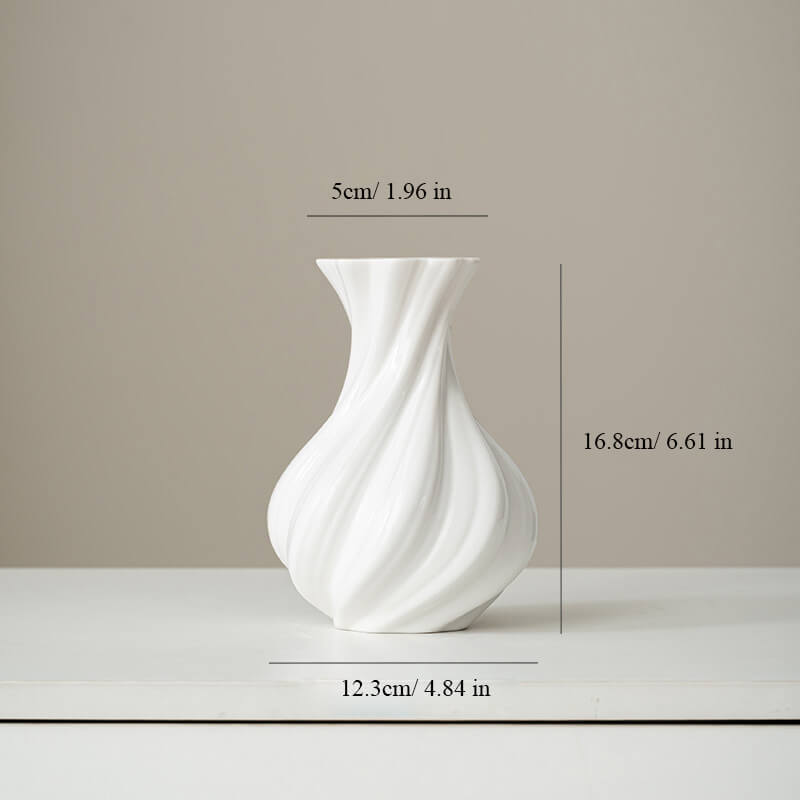Matte White Ceramic Spiral Vase