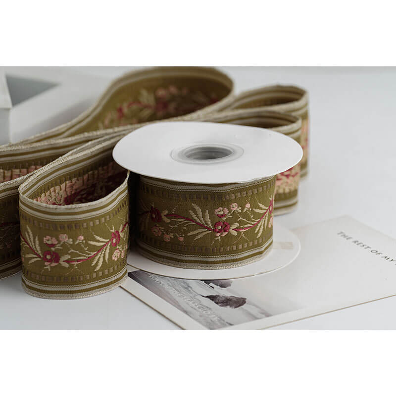 Embroidered Vintage Ribbon, 4.3 cm × 4.5 Yards