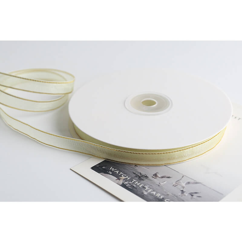 Gold-rimmed Bow Ribbon, 1 cm × 45 Yards