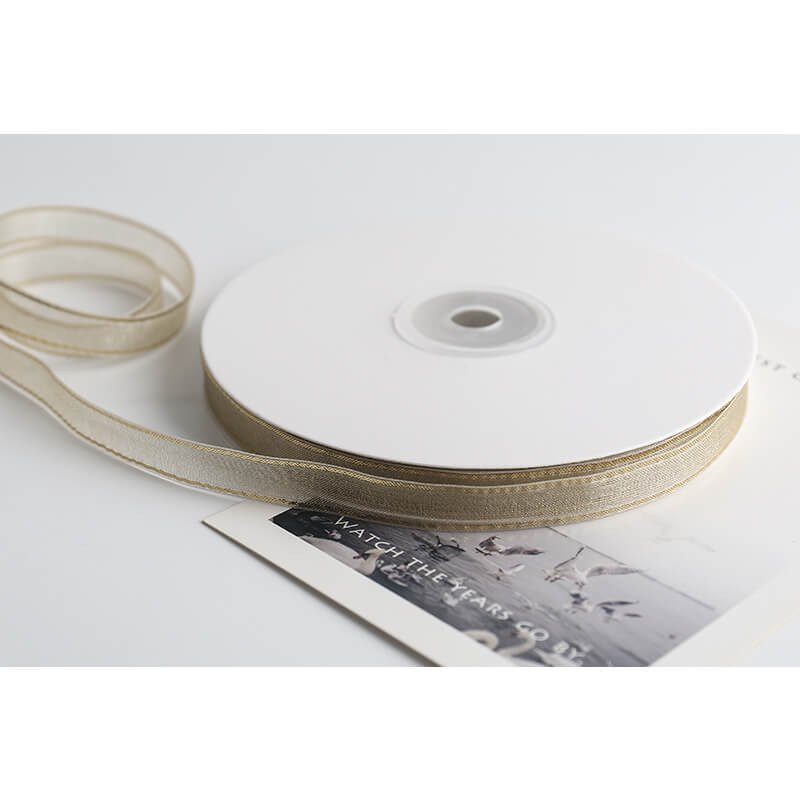 Gold-rimmed Bow Ribbon, 1 cm × 45 Yards