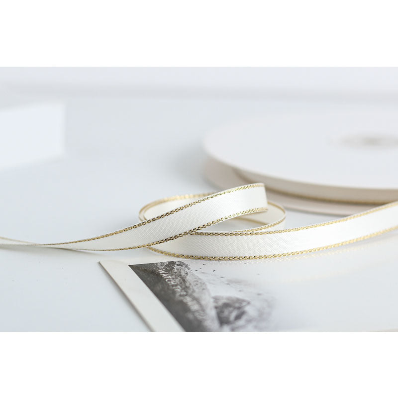 Gold Edge Packaging Ribbon, 1 cm × 45 Yards