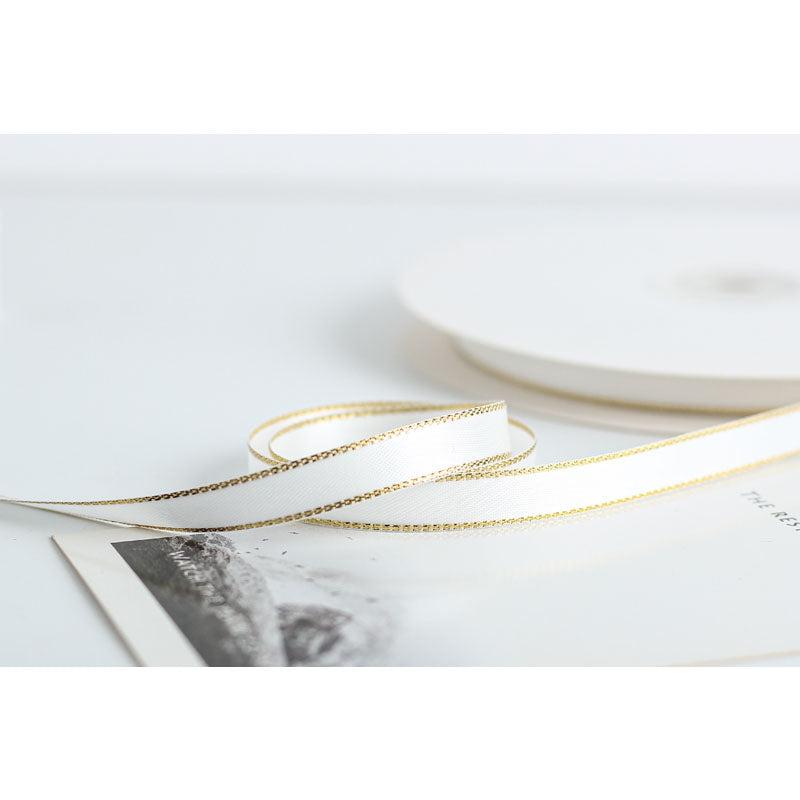 Gold Edge Packaging Ribbon, 1 cm × 45 Yards