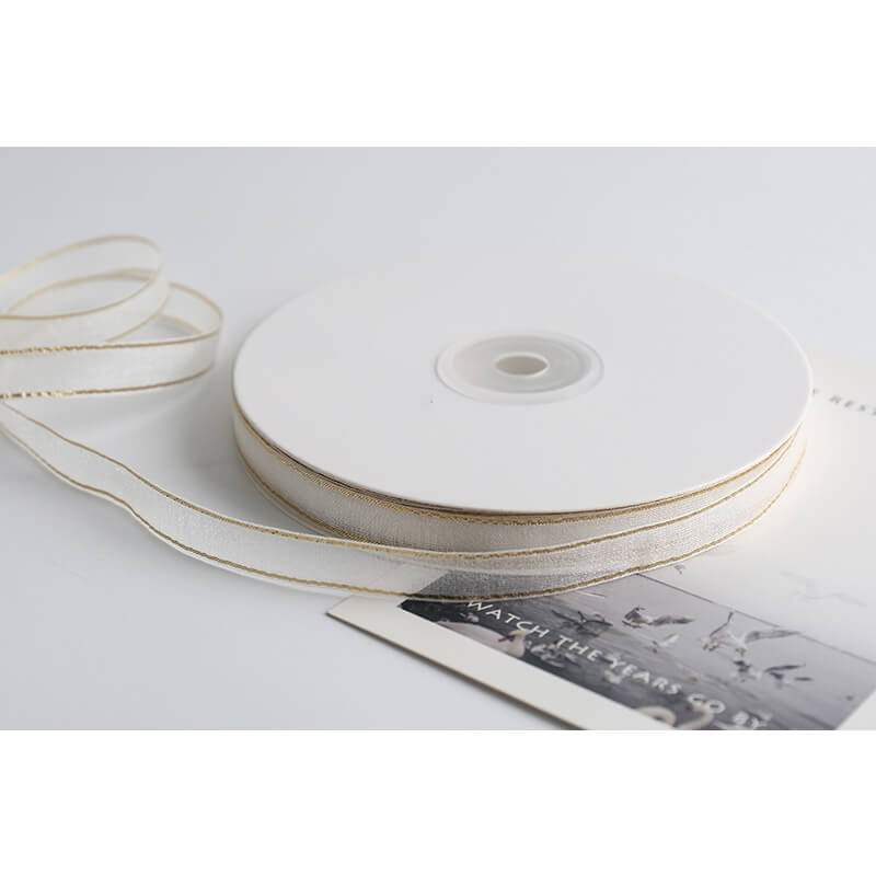 Gold-rimmed Bow Ribbon, 1 cm × 45 Yards