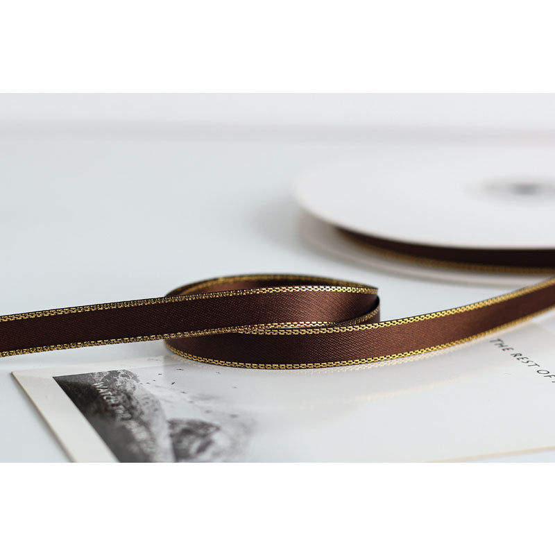 Gold Edge Packaging Ribbon, 1 cm × 45 Yards