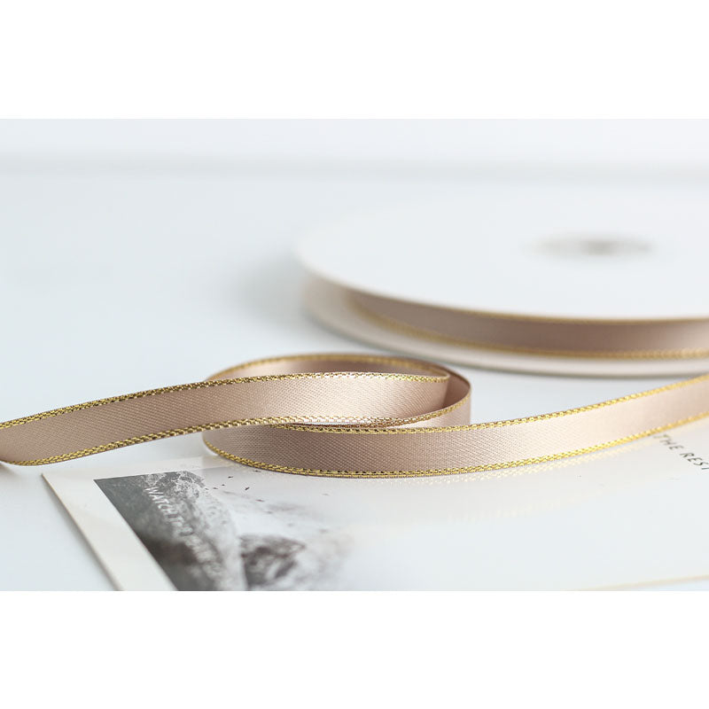 Gold Edge Packaging Ribbon, 1 cm × 45 Yards