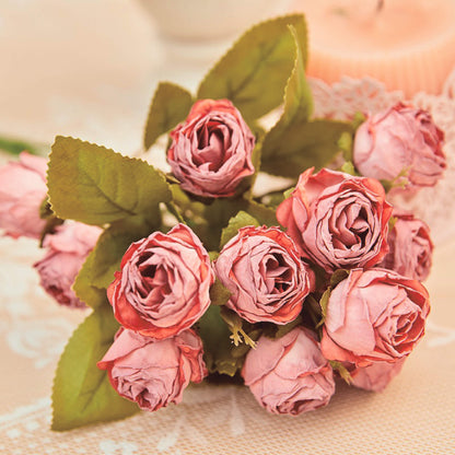 15 Heads Burnt Rose Artificial Flower