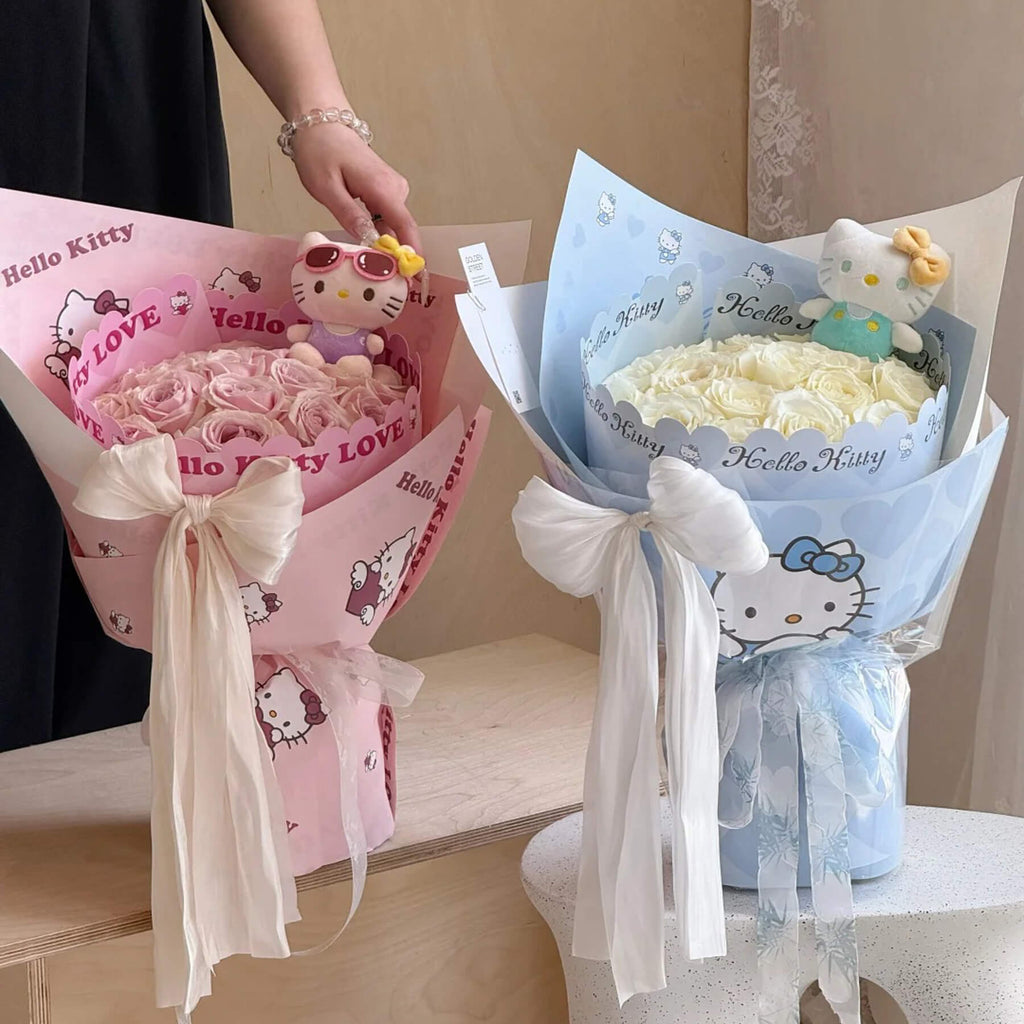 Caja de flores redonda de terciopelo 