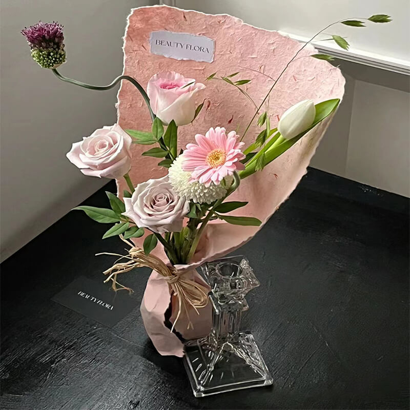 Papel de regalo coreano impermeable y esmerilado con diseño de flores 