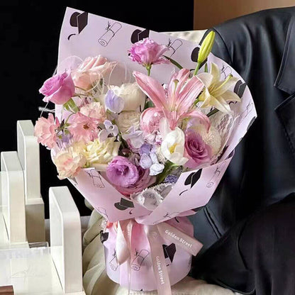 Caja de flores redonda de terciopelo 