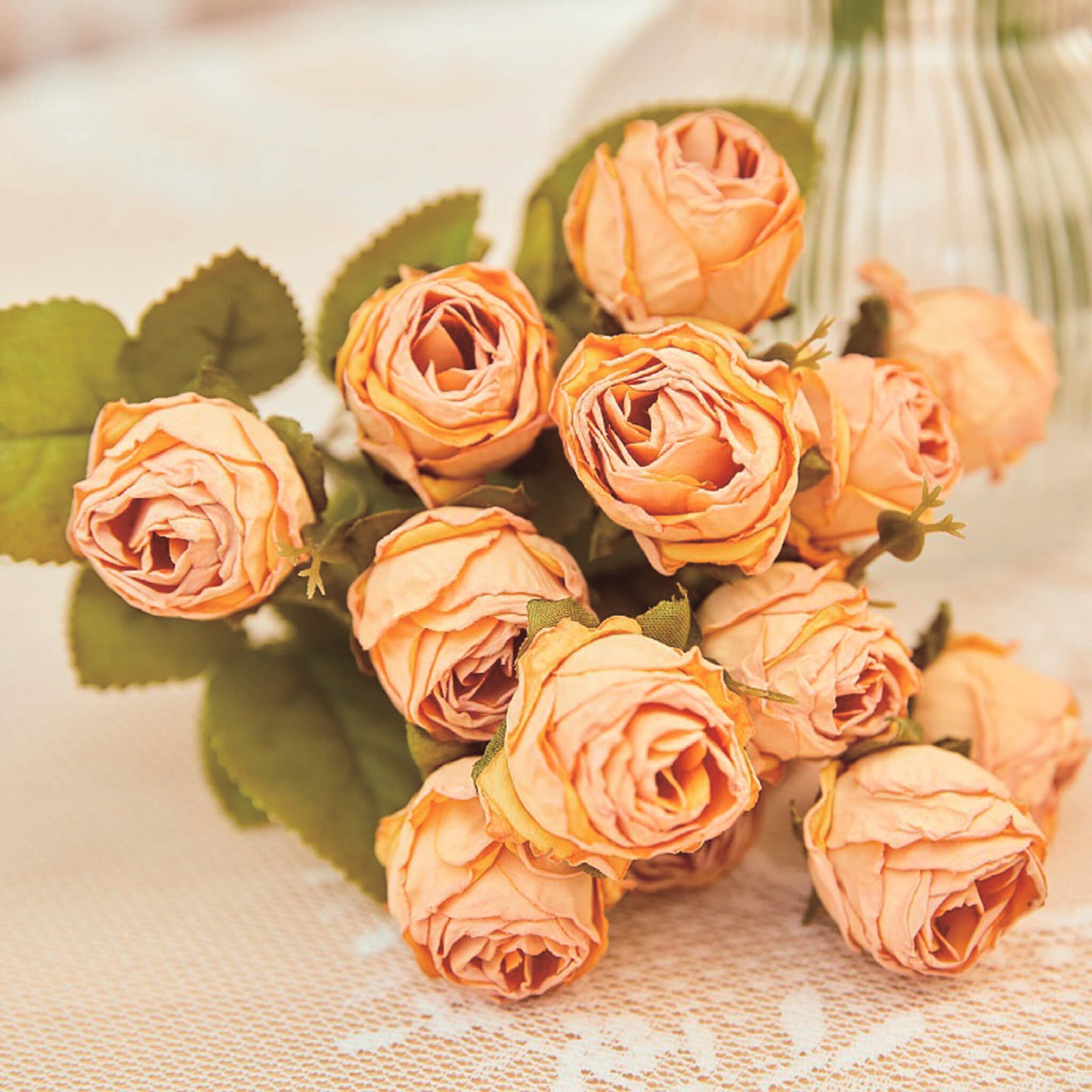 15 Heads Burnt Rose Artificial Flower