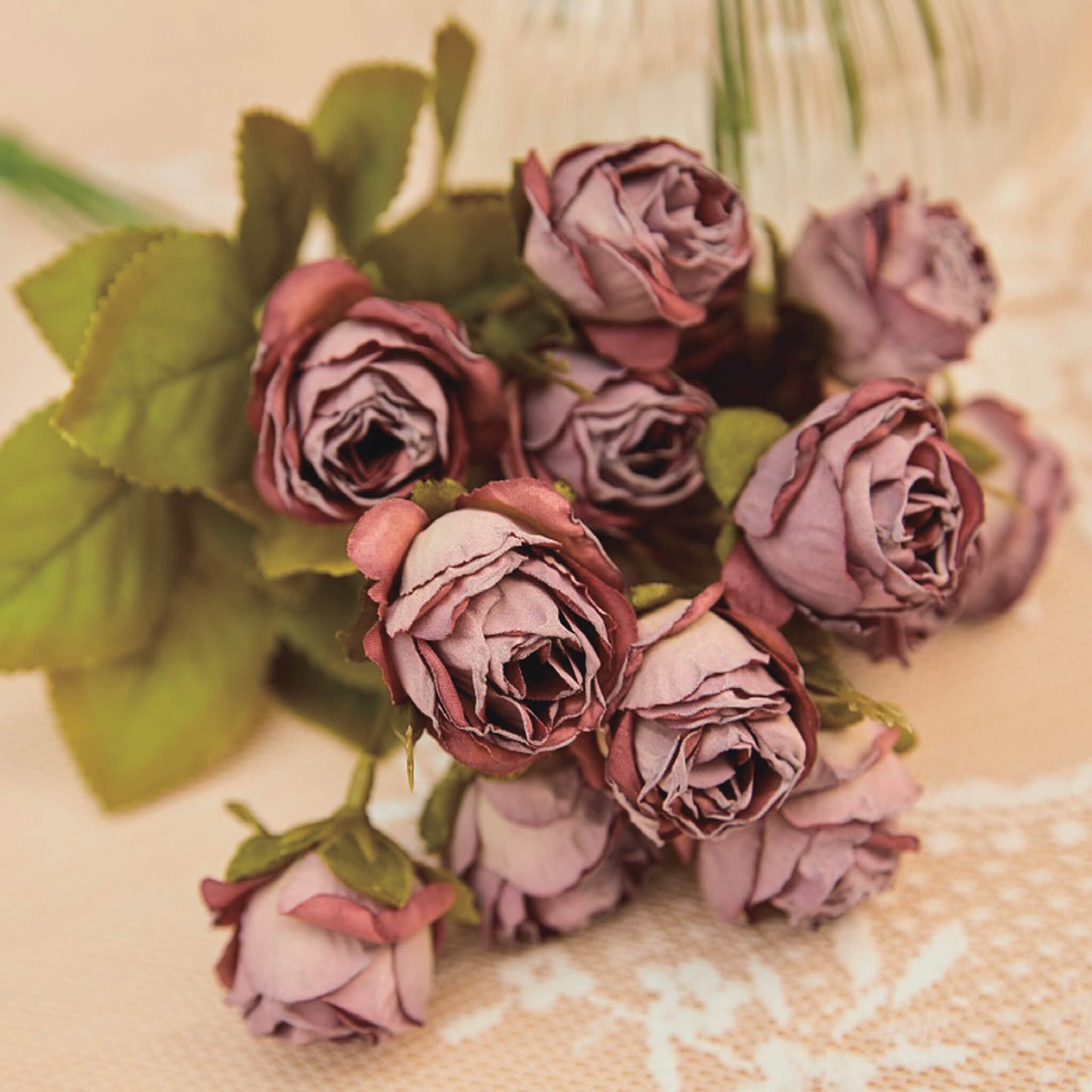 15 Heads Burnt Rose Artificial Flower