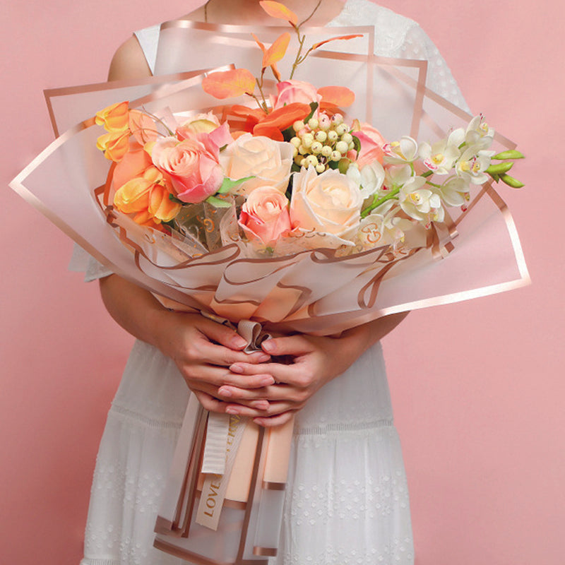 Gold Border Frosted Florist Wrapping Paper, 58x58cm/20sheets