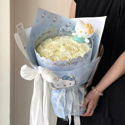 Caja de flores redonda de terciopelo 