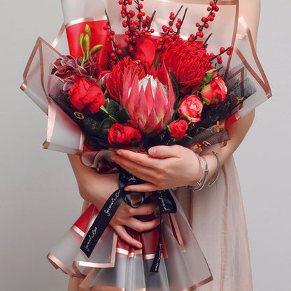 Gold Border Frosted Florist Wrapping Paper, 58x58cm/20sheets