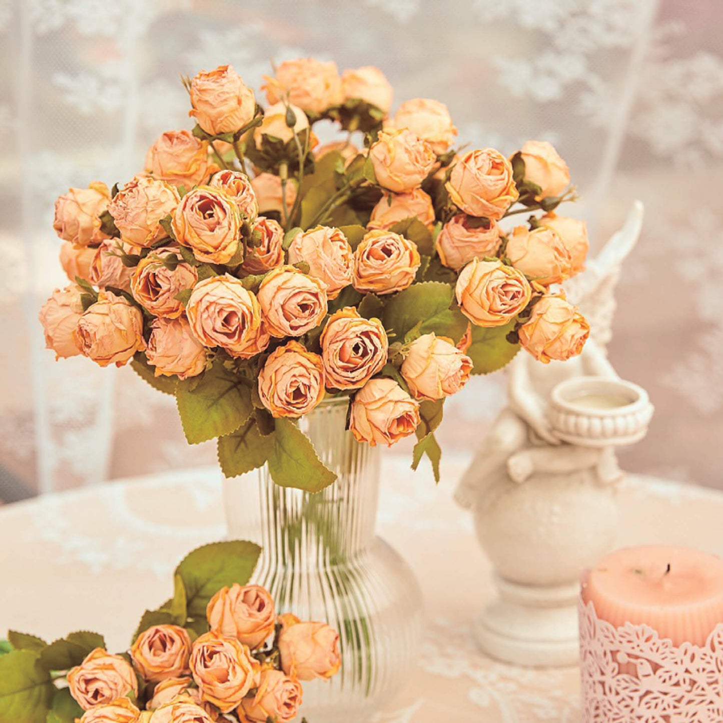 15 Heads Burnt Rose Artificial Flower