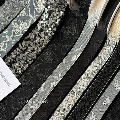 Black&White Lace Ribbon, 10 Yards