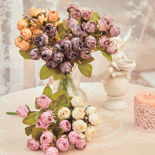 15 Heads Burnt Rose Artificial Flower