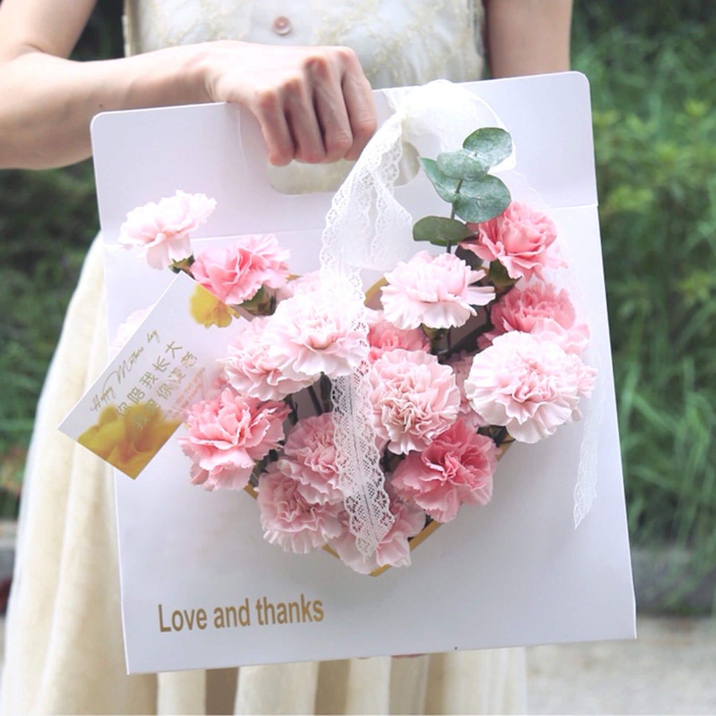 10pcs Portable Heart Flower Arrangement Paper Bag