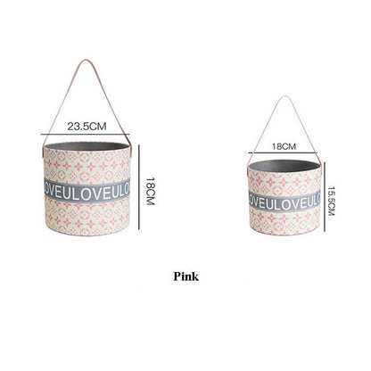 Caja de regalo redonda con forma de flor, asa de piel sintética y satén, juego de 2 unidades