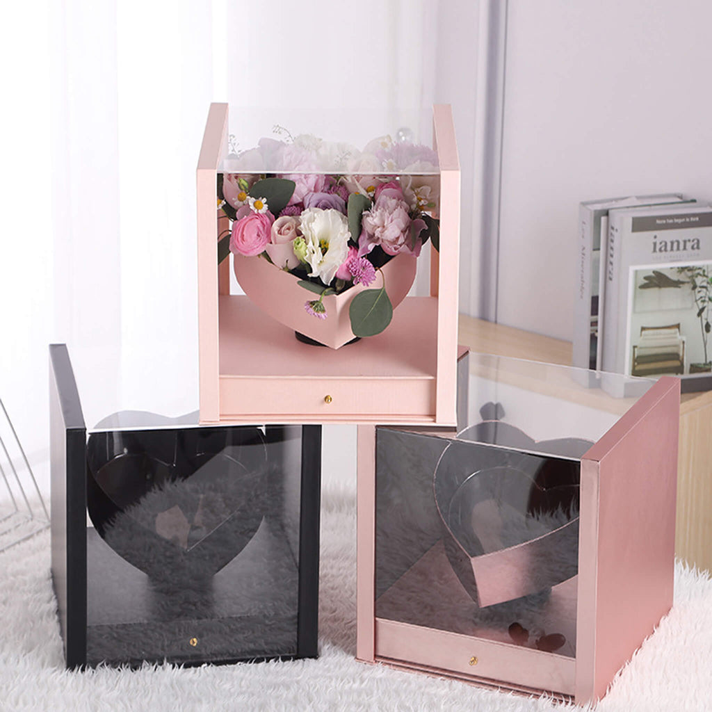 Window Heart Shaped Box with Drawer - Bulk Lots