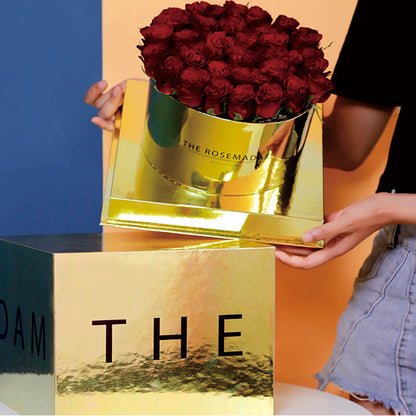 Gold&Silver Round Preserved Rose Flower Boxes