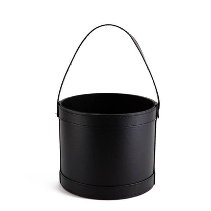 Leather Round Flower Bucket Gift Box with Handle