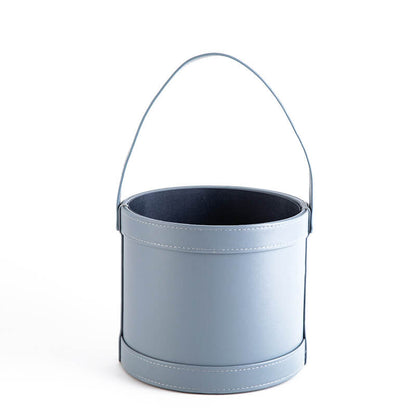 Leather Round Flower Bucket Gift Box with Handle