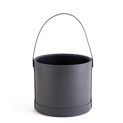 Leather Round Flower Bucket Gift Box with Handle