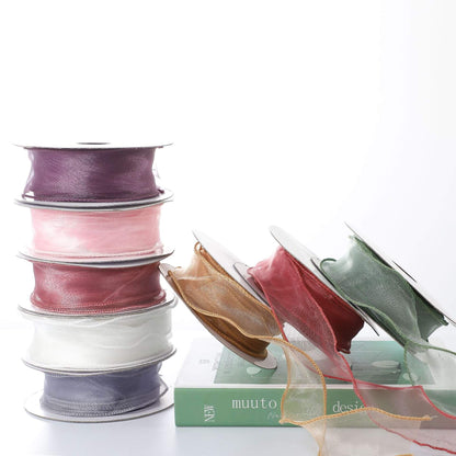 Cinta de organza para envolver ramos y regalos, 40 mm x 10 yardas