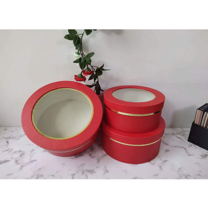 Lot de 3 boîtes rondes unies pour compositions florales - Lots en vrac