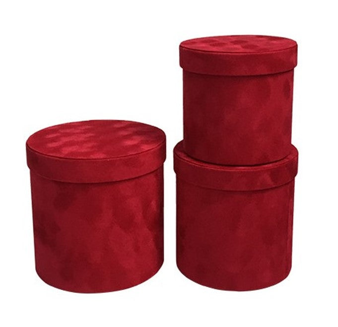 Round Velvet Gift Boxes - Set of 3pcs