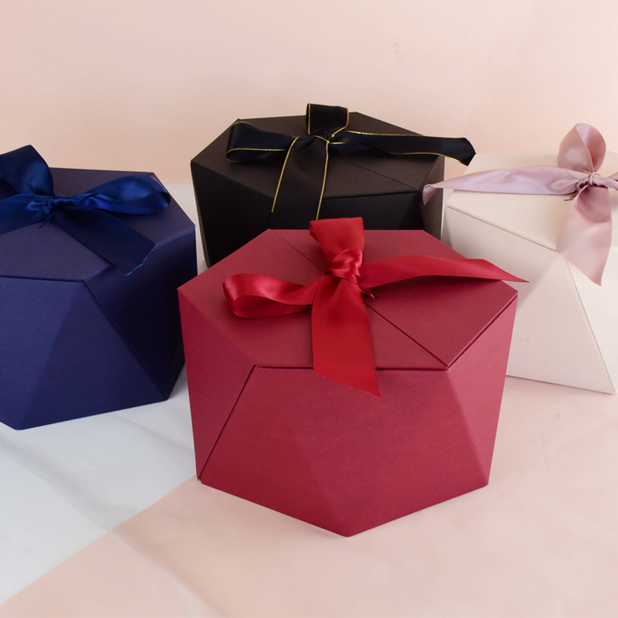 Hexagon Design Gift Box with Ribbon – Fantak Packaging