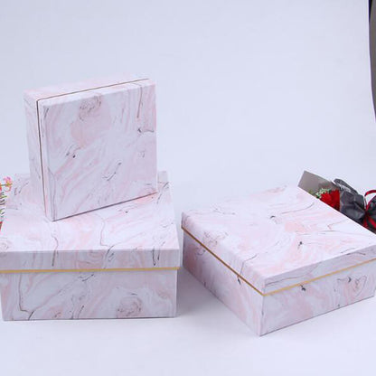 Set of 3pcs Marble Square Rose Box