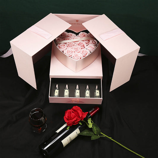 Surprise Double Birthday Heart shaped Explosion Drawer Gift Rose Flower Box - Bulk Lots
